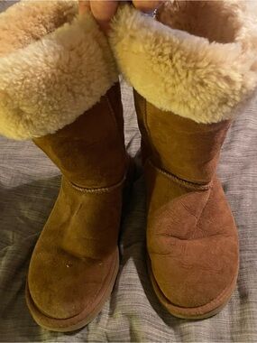 UGG Chestnut Suede Shearling Cuff Boots